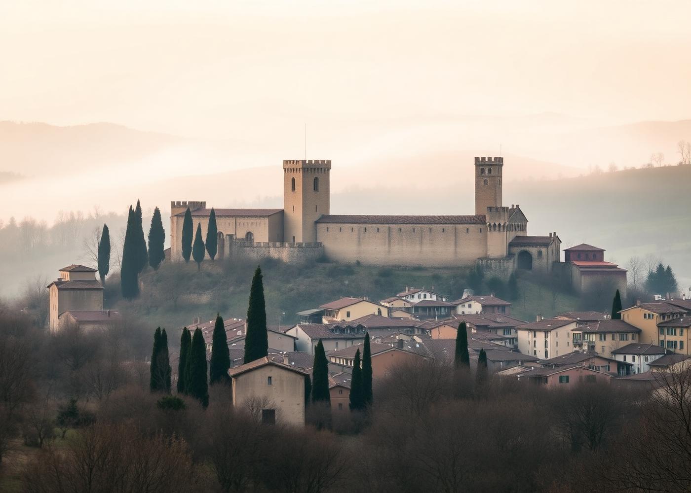 Historic hilltop castle and village in Emilia-Romagna