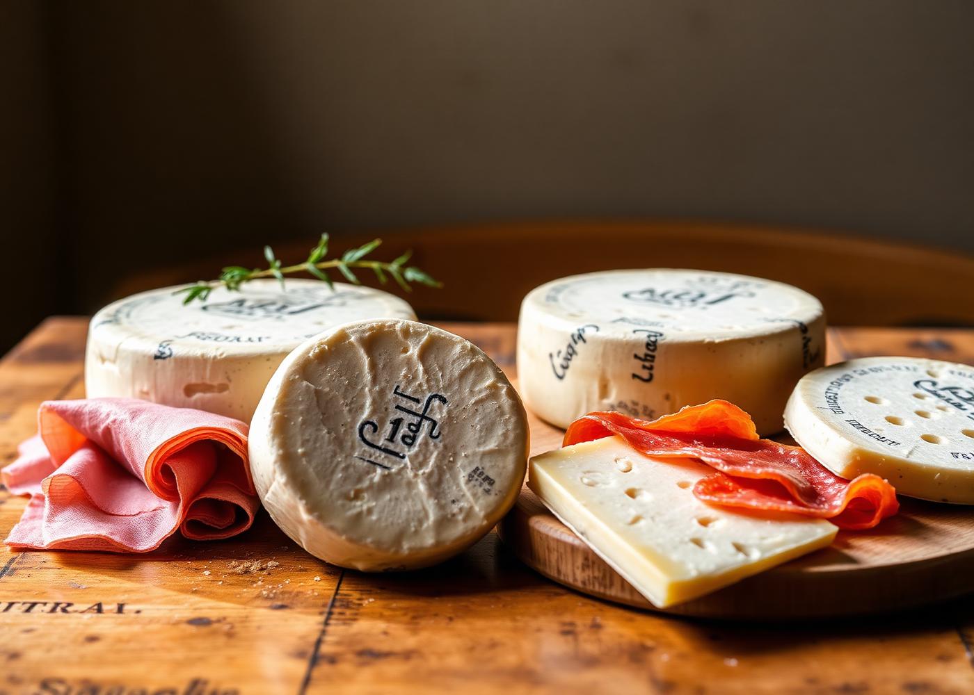Parmigiano Reggiano and Prosciutto di Parma on a rustic table